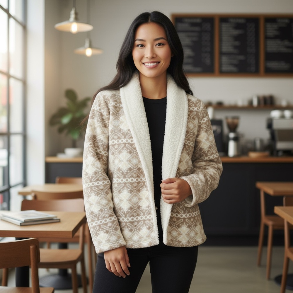 Fleece Open Front Cardigan Jacket Petite Small
